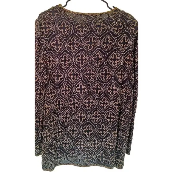 Vintage Stenay Black & Gold Silk Beaded Blazer Jacket | Women's Size Large Glam - Picture 3 of 9